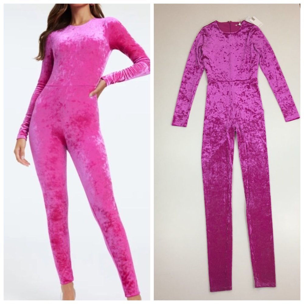 Good American Pink Velvet Jumpsuit